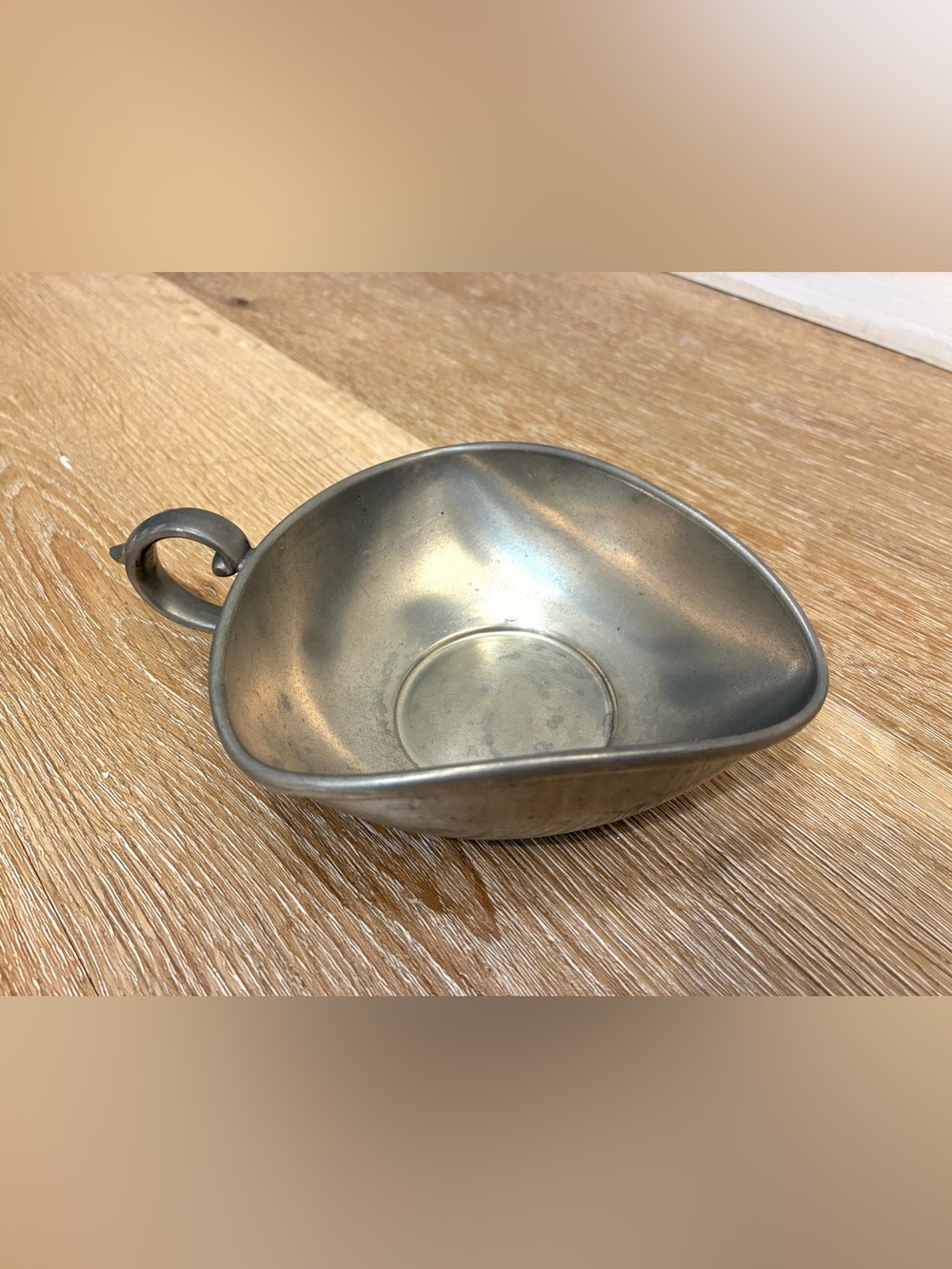 Vintage Preisner Pewter 2162 Triangular Candy Nut Dish Bowl Handle 5"
